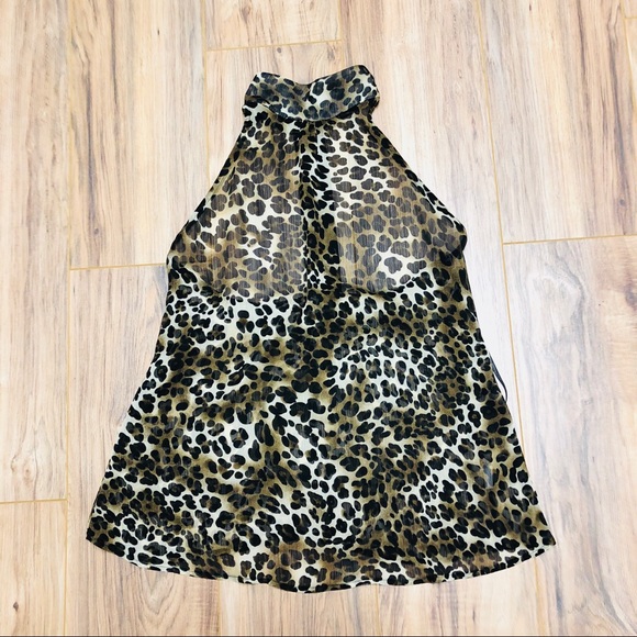 Papaya Leopard Tunic Halter Top Size Medium - Picture 2 of 4